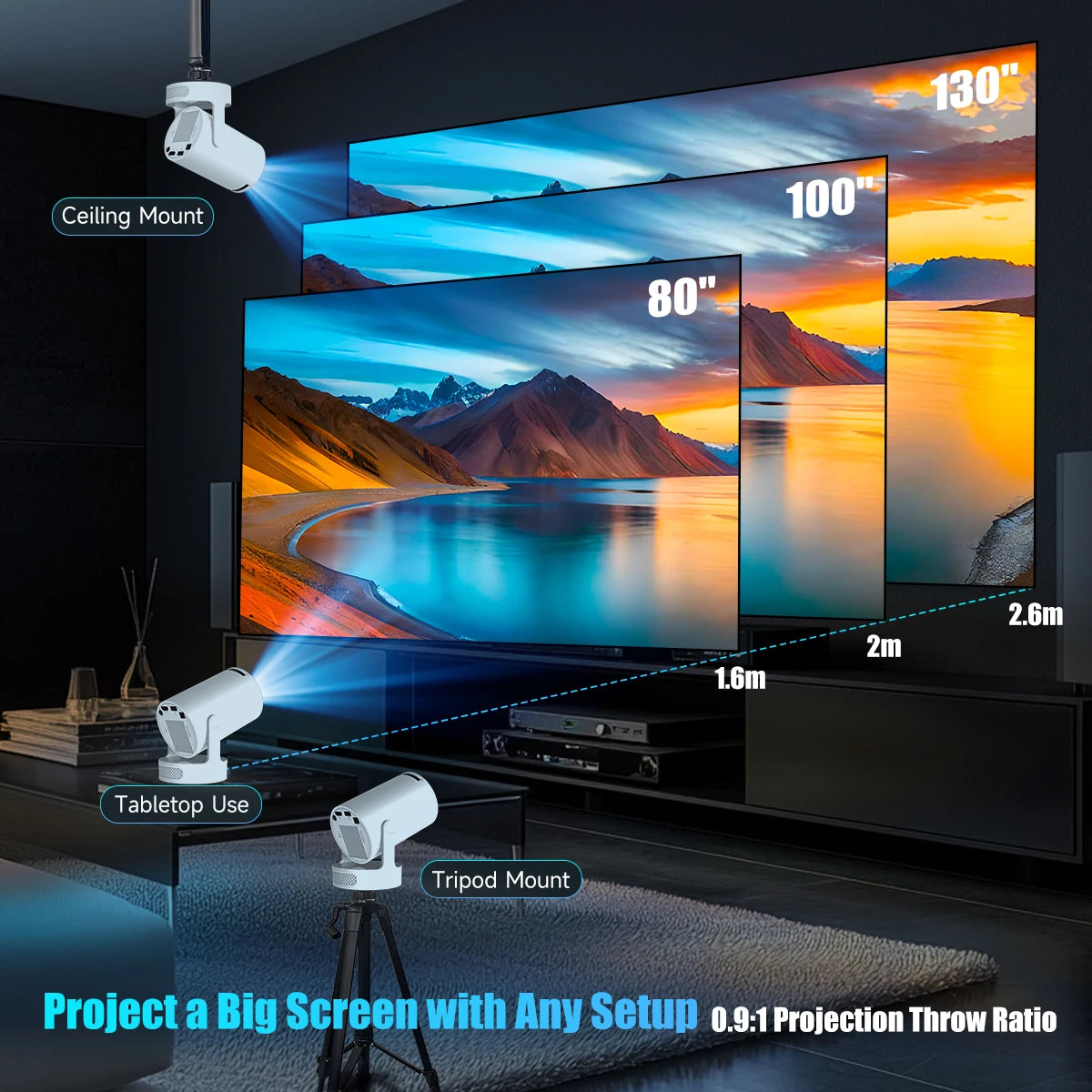 HY300 Pro+ 4K Portable Projector – 8000 Lumens | Android 11 | Ultra Bright & Compact
