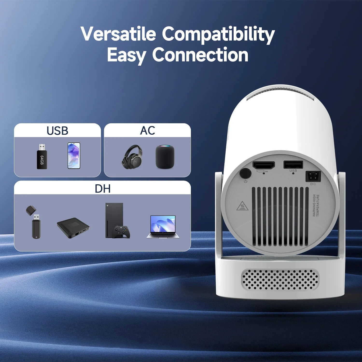 HY300 Pro+ 4K Portable Projector – 8000 Lumens | Android 11 | Ultra Bright & Compact