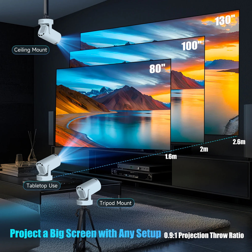 HY300 Pro+ 4K Portable Projector – 8000 Lumens | Android 11 | Ultra Bright & Compact